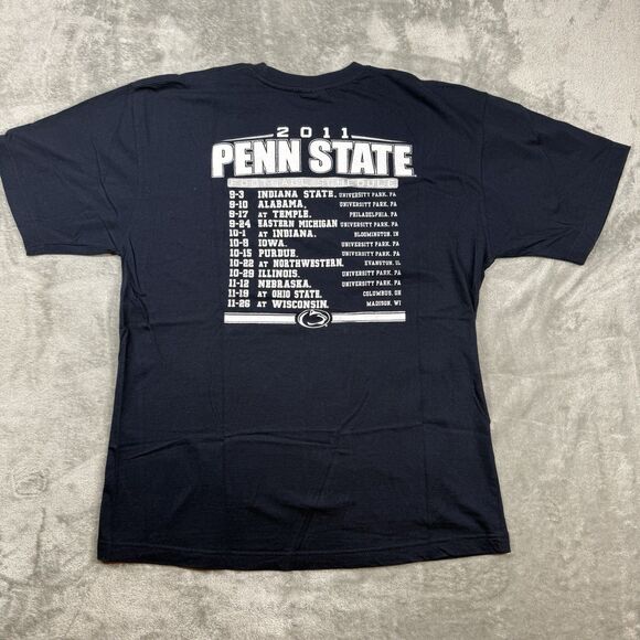 Penn State Football Shirts Men’s Large Blue Gray Crew Neck Game Schedules 2 Tops - Picture 2 of 12